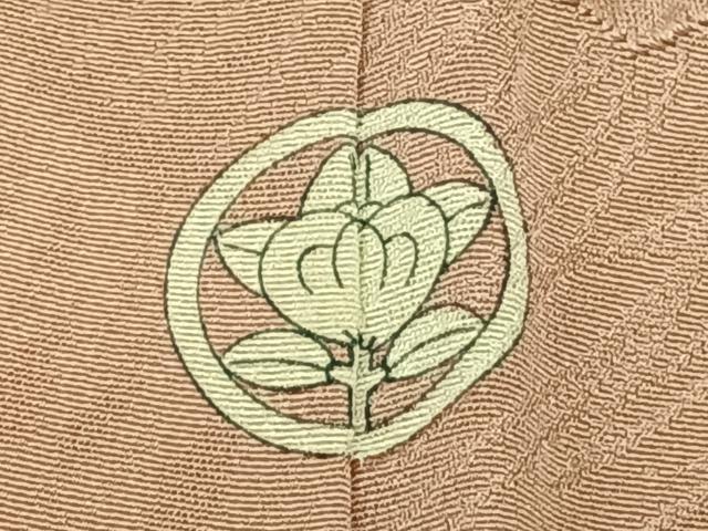 平和屋着物●上質な色無地 雲取り地紋 洗柿色 正絹 逸品 AABF5444fy