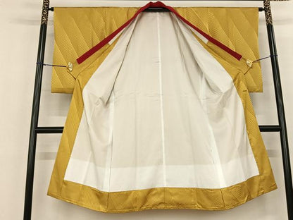 平和屋着物●長襦袢 袷 斜縞地紋 芥子色 正絹 逸品 AABF5445fy