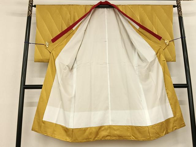 平和屋着物●長襦袢 袷 斜縞地紋 芥子色 正絹 逸品 AABF5445fy