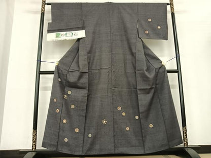 平和屋着物●本場結城紬 重要無形文化財 訪問着 丸文 金彩 証紙付き 正絹 逸品 AABF5446fy