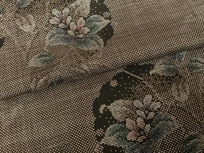 平和屋着物●本場大島紬 一元7マルキ 泥染め 手織 雪輪花文 元治絹織物謹製 正絹 逸品 AABF5453fy