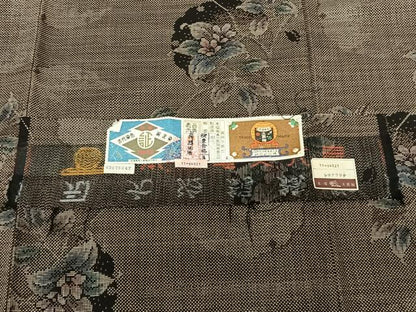 平和屋着物●本場大島紬 一元7マルキ 泥染め 手織 雪輪花文 元治絹織物謹製 正絹 逸品 AABF5453fy