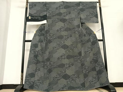 平和屋着物●上質な小紋 作家物 切嵌文 証紙付き 正絹 逸品 AABF5454fy