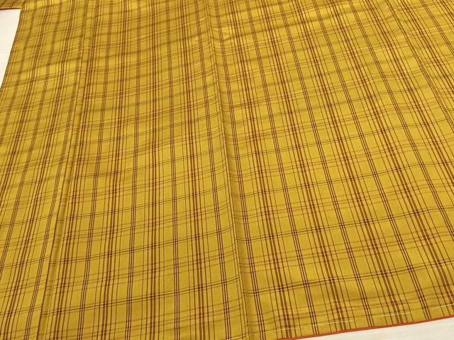 平和屋着物●本場黄八丈 平織 紬 道行コートセット 格子 正絹 逸品 未使用 AABF5460fy
