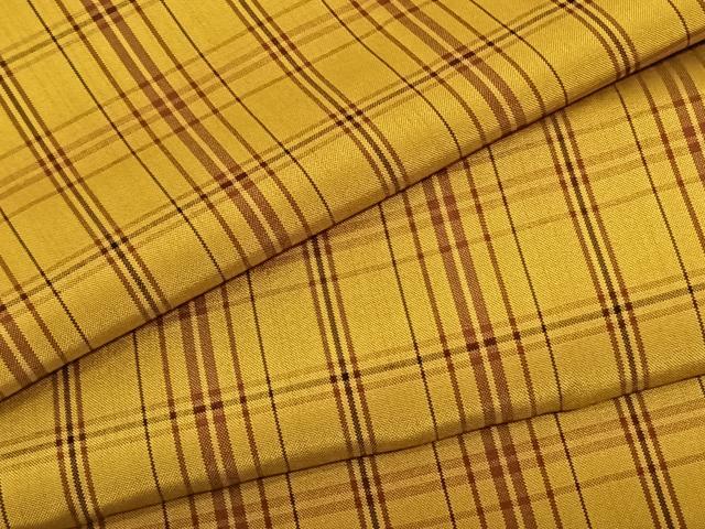 平和屋着物●本場黄八丈 平織 紬 道行コートセット 格子 正絹 逸品 未使用 AABF5460fy