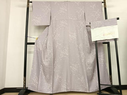 平和屋着物●上質な小紋 舞花文 暈し染め 丹後ちりめん 反端付き 正絹 逸品 AABF5462fy
