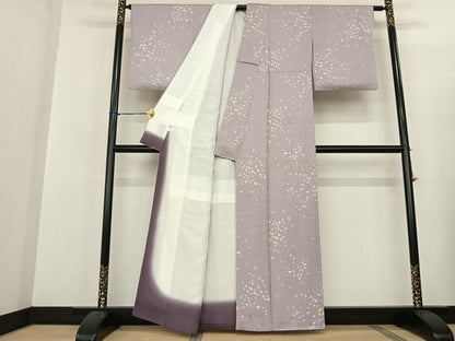 平和屋着物●上質な小紋 舞花文 暈し染め 丹後ちりめん 反端付き 正絹 逸品 AABF5462fy