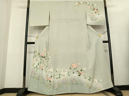 平和屋着物●訪問着 友禅 枝花文 暈し染め 正絹 逸品 AABF5464fy