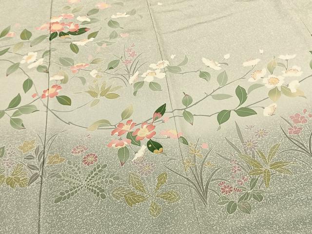 平和屋着物●訪問着 友禅 枝花文 暈し染め 正絹 逸品 AABF5464fy