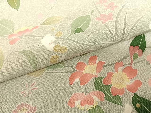 平和屋着物●訪問着 友禅 枝花文 暈し染め 正絹 逸品 AABF5464fy