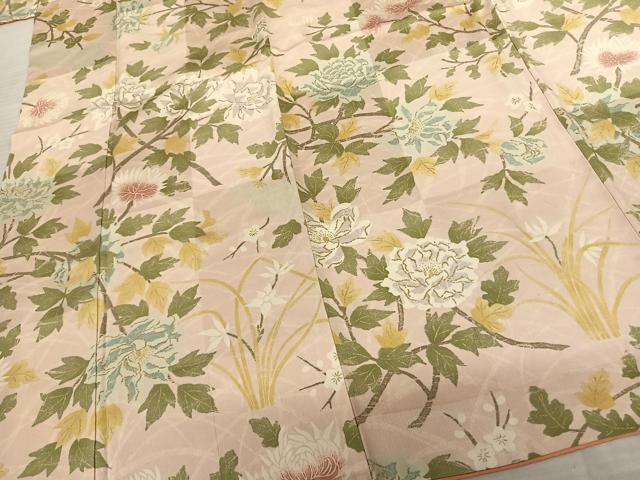 平和屋着物●上質な小紋 手描き 枝花文 金彩 高島屋扱い 正絹 逸品 AABF5465fy