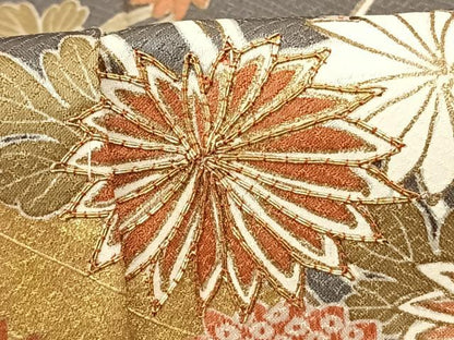 平和屋着物●訪問着 駒刺繍 草花文 金彩 正絹 逸品 AABF5466fy