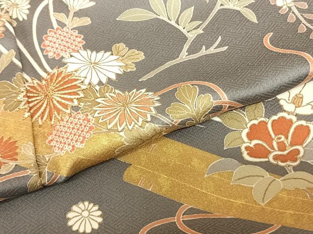 平和屋着物●訪問着 駒刺繍 草花文 金彩 正絹 逸品 AABF5466fy