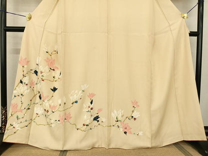 平和屋着物●訪問着 手描き 枝花文 正絹 逸品 AABF5467fy