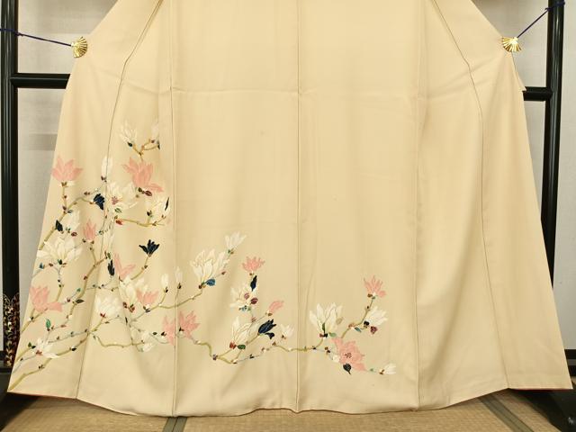 平和屋着物●訪問着 手描き 枝花文 正絹 逸品 AABF5467fy