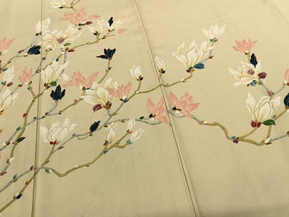 平和屋着物●訪問着 手描き 枝花文 正絹 逸品 AABF5467fy