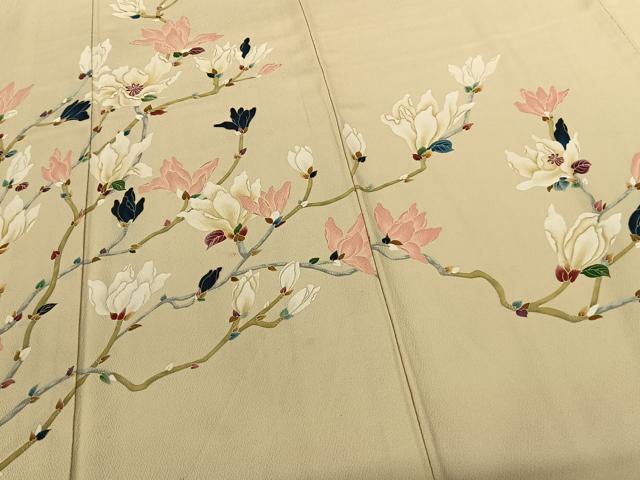 平和屋着物●訪問着 手描き 枝花文 正絹 逸品 AABF5467fy