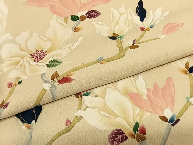 平和屋着物●訪問着 手描き 枝花文 正絹 逸品 AABF5467fy