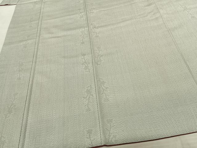 平和屋着物●白鷹お召 草花間道 正絹 逸品 AABF5468fy