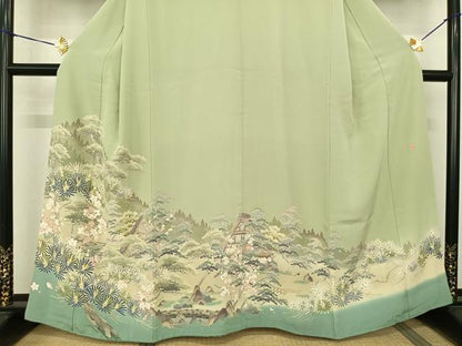 平和屋着物●本加賀友禅作家 松田准一 色留袖 風景文 暈し染め 浜ちりめん 三越扱い 証紙付き 正絹 逸品 AABF5471fy