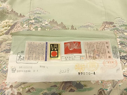 平和屋着物●本加賀友禅作家 松田准一 色留袖 風景文 暈し染め 浜ちりめん 三越扱い 証紙付き 正絹 逸品 AABF5471fy
