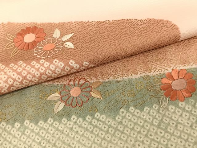 平和屋着物●訪問着 刺繍 流水花文 金彩 正絹 逸品 AABF5472fy