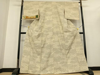 平和屋着物●結城紬 100亀甲 雲取り文 証紙付き 正絹 逸品 未使用 AABF5475fy