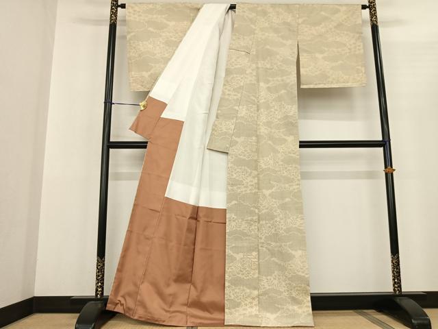 平和屋着物●結城紬 100亀甲 雲取り文 証紙付き 正絹 逸品 未使用 AABF5475fy