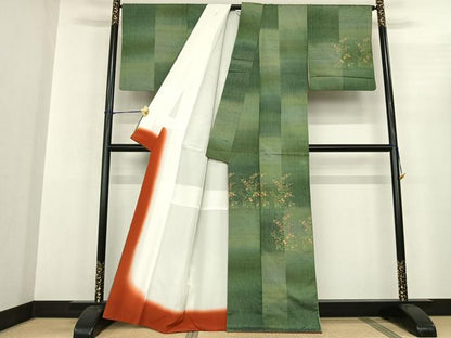 平和屋着物●京の名門・菱屋六右ェ門 紬 訪問着 草花文 正絹 逸品 AABF5476fy