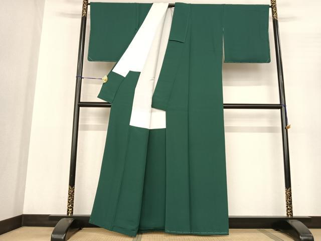 平和屋着物●上質な色無地 萌葱色 反端付き 正絹 逸品 未使用 AABF5479fy