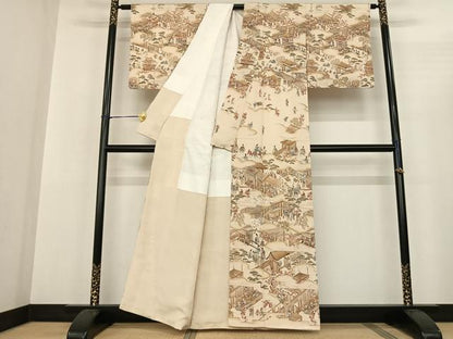平和屋着物●摺友禅 横塚賢治 訪問着 人物風景文 暈し染め 正絹 逸品 AABF5482fy