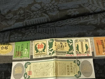 平和屋着物●本場真綿絢結城紬 100亀甲 風景花文 証紙付き ロング丈 正絹 逸品 AABF5484fy