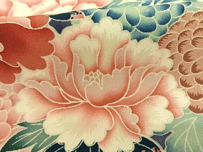 平和屋着物●豪華振袖・長襦袢(袷)セット 草花文 暈し染め 金彩 正絹 逸品 AABF5488fy