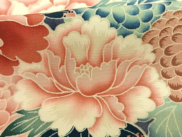 平和屋着物●豪華振袖・長襦袢(袷)セット 草花文 暈し染め 金彩 正絹 逸品 AABF5488fy