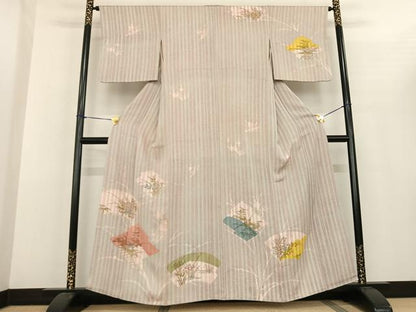 平和屋着物●訪問着 作家物 型染め 松皮菱文 正絹 逸品 AABF5490fy
