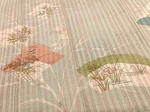 平和屋着物●訪問着 作家物 型染め 松皮菱文 正絹 逸品 AABF5490fy