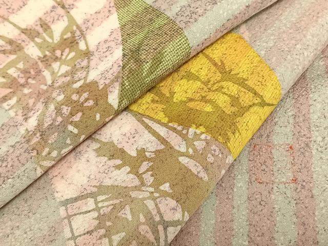 平和屋着物●訪問着 作家物 型染め 松皮菱文 正絹 逸品 AABF5490fy