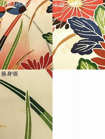 平和屋着物●豪華振袖 型染め 草花文 暈し染め 正絹 逸品 AABF5492fy