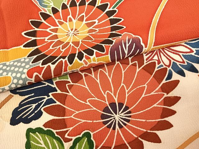 平和屋着物●豪華振袖 型染め 草花文 暈し染め 正絹 逸品 AABF5492fy