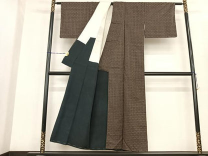 平和屋着物●本場大島紬 龍郷絣 秋名バラ 正絹 逸品 AABF5493fy
