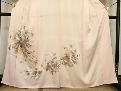 平和屋着物●訪問着 片輪車花文 金銀彩 正絹 逸品 AABF5496fy