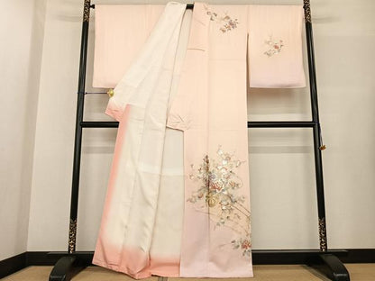 平和屋着物●訪問着 片輪車花文 金銀彩 正絹 逸品 AABF5496fy