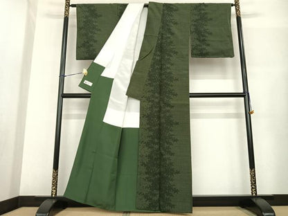 平和屋着物●結城紬 80亀甲 舞葉文 やまと誂製 正絹 逸品 AABF5497fy