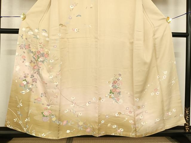 平和屋着物●訪問着 友禅 枝花文 暈し染め 正絹 逸品 AABF5499fy