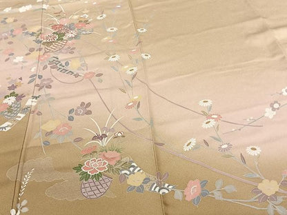 平和屋着物●訪問着 友禅 枝花文 暈し染め 正絹 逸品 AABF5499fy