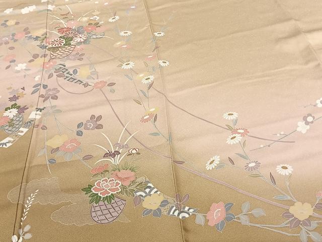 平和屋着物●訪問着 友禅 枝花文 暈し染め 正絹 逸品 AABF5499fy
