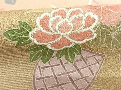 平和屋着物●訪問着 友禅 枝花文 暈し染め 正絹 逸品 AABF5499fy