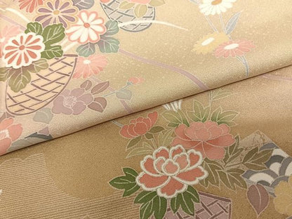 平和屋着物●訪問着 友禅 枝花文 暈し染め 正絹 逸品 AABF5499fy