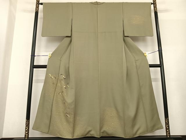 平和屋着物▼訪問着 刺繍 草花文 金糸 金彩 正絹 逸品 AABF5500fy