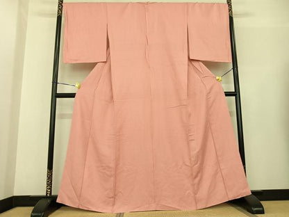 平和屋着物●上質な色無地 珊瑚色 正絹 逸品 未使用 AABF5501fy